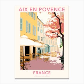 Aix En Povence, France, Flat Pastels Tones Illustration 4 Poster Canvas Print