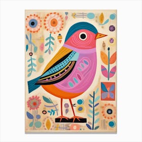 Pink Scandi Robin 4 Canvas Print