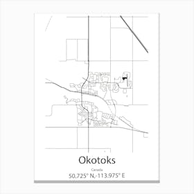 Okotoks,Canada Minimalist Map Canvas Print