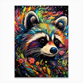 A Common Raccoon Vibrant Paint Splash 2 Canvas Print
