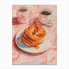 Pink Breakfast Food Cinnamon Buns 3 Canvas Print