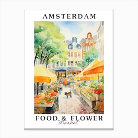 Food Market With Cats In Amsterdam 2 Poster Canvas Print