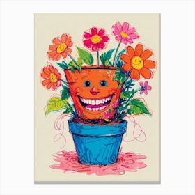 Smiley Face In A Flower Pot Canvas Print