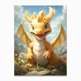 Dragonite In The Grass Canvas Print