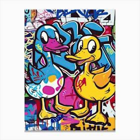 Ducks On Graffiti Stampe su tela