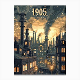 Aihrgdesign A Nostalgic Poster Of A 1905 City Skyline At Dusk 317eda9a B6b8 4438 8008 67f57208dbe4 2 Canvas Print