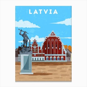 Latvia — Retro travel minimalist poster Canvas Print