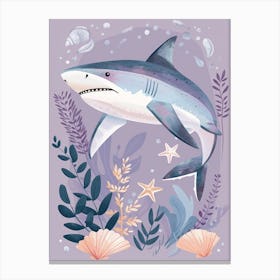 Purple Tiger Shark Illustration 1 Canvas Print