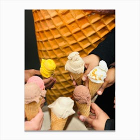 Holding Ice Cream Cones Canvas Print