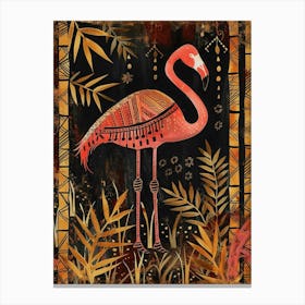 Greater Flamingo And Bamboo Boho Print 2 Canvas Print