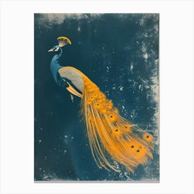 Orange & Blue Peacock Portrait Canvas Print