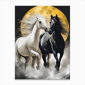 Two Horses In The Moonlight 1 Canvas Print