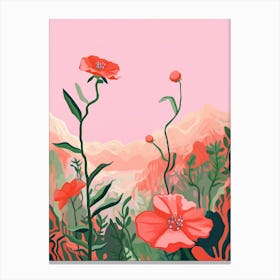 Boho Wildflower Painting Wild Pink Silene 2 Canvas Print