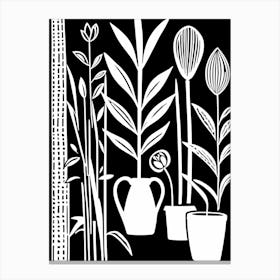 Lion cut inspired Black and white Garden plants & flowers art, Gardening art, 242 Canvas Print