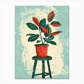 Potted Plant On A Stool Canvas Print