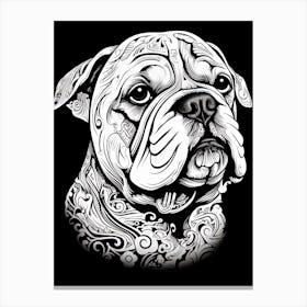 Bulldog Dog, Line Drawing 2 Canvas Print