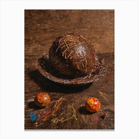 Easter Egg On A Wooden Table Canvas Print