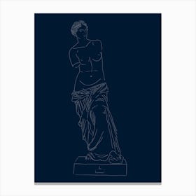 Venus de Milo Line Drawing - Blue Canvas Print