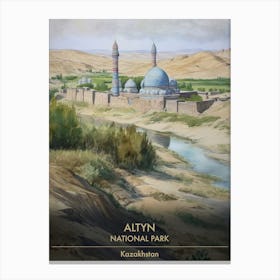 Altyn National Park Kazakhstan Watercolour 4 Canvas Print