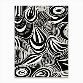 A Linocut Piece Depicting A Mysterious Abstract Shapes, black and white art, 192 Canvas Print