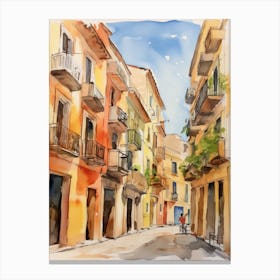 Palermo, Italy Watercolour Streets 4 Canvas Print