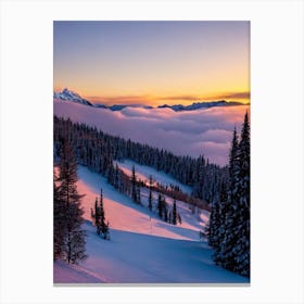 Serre Chevalier, France Sunrise Skiing Poster Canvas Print