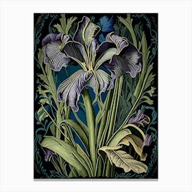 Iris Wildflower Vintage Botanical Canvas Print