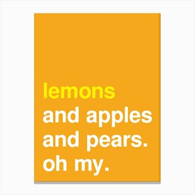 Lemons And Apples Bold Kitchen Statement In Yellow Canvas Print