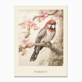 Beatrix Potter Inspired  Animal Watercolour Parrot 3 Canvas Print