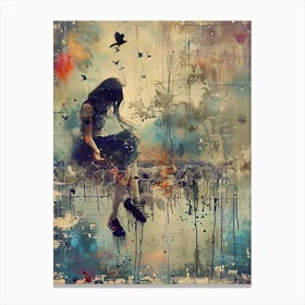 Girl Sitting On A Rock Canvas Print