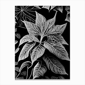 Poinsettia Leaf Linocut 1 Canvas Print
