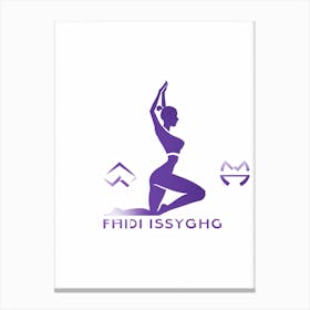 Logo Illustration Of A Woman Engaged In Yoga Standing Firm With Symbolic Elements Of Weightlifting Canvas Print