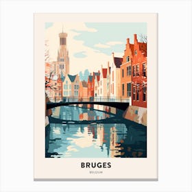 Vintage Winter Travel Poster Bruges Belgium 5 Canvas Print