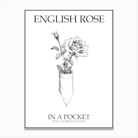 English Rose In A Pocket Line Drawing 4 Poster Canvas Print