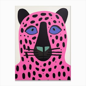 Pink Polka Dot Black Panther Canvas Print