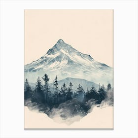 Mount Kenya Color Line Drawing (5) Canvas Print