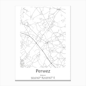 Perwez,Belgium Minimalist Map Canvas Print