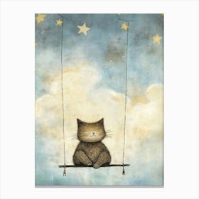 Cat On A Swing Canvas Print