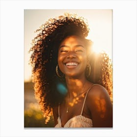 Afro-American Woman Smiling 1 Canvas Print