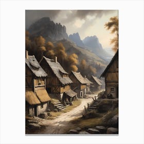 In The Wake Of The Mountain A Classic Painting Of A Village Scene (31) Canvas Print