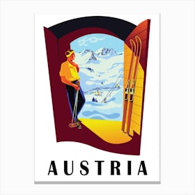 Austria Ski Track At The Door Canvas Print