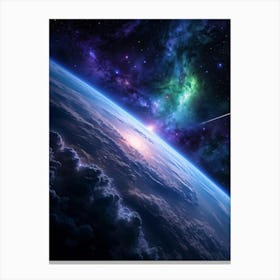 Galaxy Vista From The International Space Station Viewport Nebula Clouds Swirling In Hues Of Purple Canvas Print