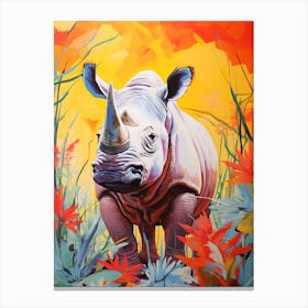 Rhino In The Wild Colour Burst 1 Canvas Print