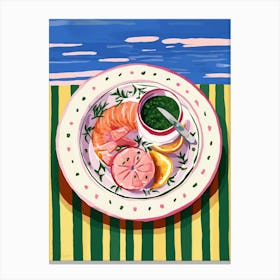 A Plate Of Zucchini, Top View Food Illustration 4 Canvas Print