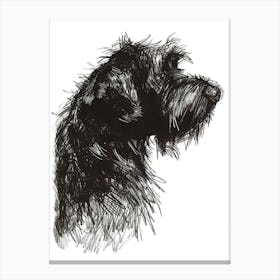 Long Hair Furry Dog Line Sketch 2 Canvas Print