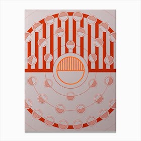 Geometric Abstract Glyph Circle Array in Tomato Red n.0264 Canvas Print