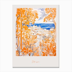 Ibiza Spain 2 Orange Drawing Poster Canvas Print