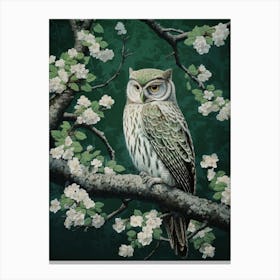 Ohara Koson Inspired Bird Painting Eastern Screech Owl 4 Canvas Print