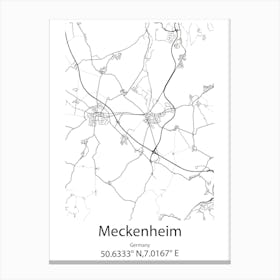 Meckenheim,Germany Minimalist Map Canvas Print