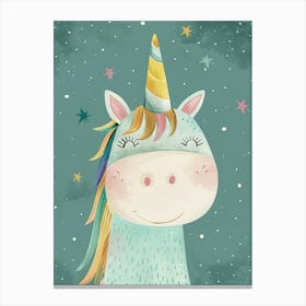 Rainbow Pastel Unicorn Storybook Style 3 Canvas Print